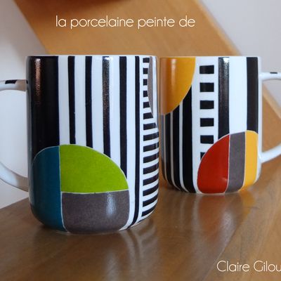Duo de mugs, peints à la main