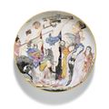 A Chinese Export Dutch decorated Crucifixion saucer dish, Qing dynasty, circa 1735