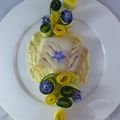 Dos de cabillaud, purée de citron, salade de courgettes