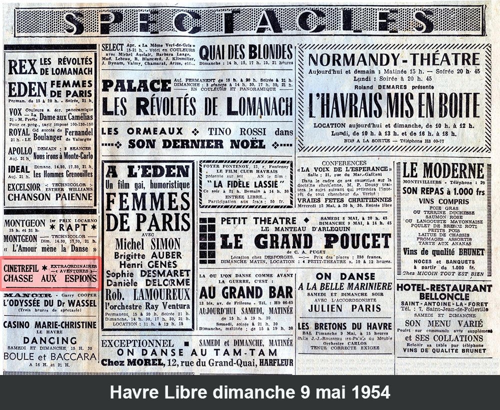 Le Havre Cinéma Gaumont Pathé Lecesne reconstruction Perret star Apollo Grillon Alhambra, Sirius Vox Rex Scala Royal Rio Réau Paris Sainte Adresse Lido  Normandy Cinétréfil Saint Michel