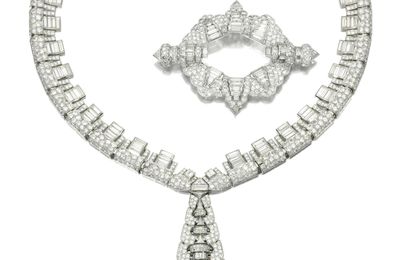 Diamond necklace, Janesich, and brooch, 1930s