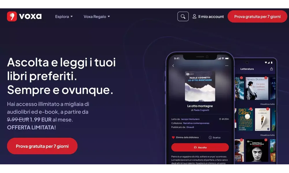 Arrivée de Voxa, un service de streaming de livres audio et de livres électroniques en Italie