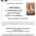 Annonce de conférence sur le Rwanda de 1994 : le général TAUZIN à Bry-sur-Marne en janvier 2013