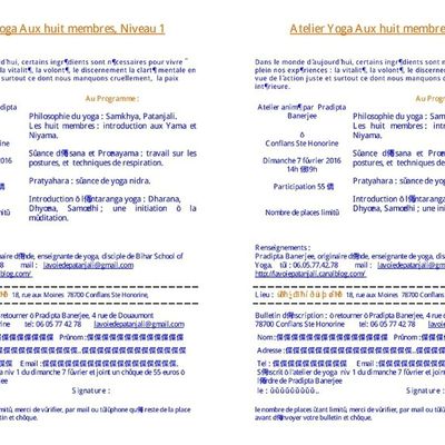 Atelier Yoga Aux Huit Membres _ Niveau 2