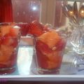 verrines fraises, melon et sa vinaigrette douce
