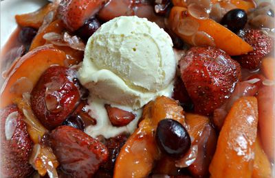 Fruits d'été à la plancha et glace vanille