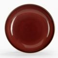 A copper-red glazed dish, underglaze blue Qianlong six-character seal mark and period (1736-1795)