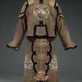 A rare imperial embroidered silk brocade military officer’s ceremonial uniform, Late Qing dynasty