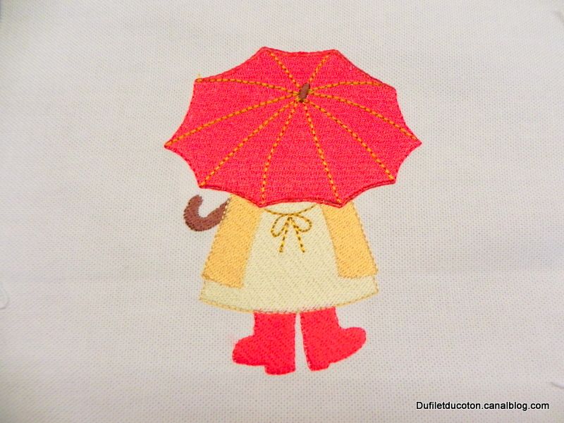 pluie, patchwork, parapluie, sunbonnet Sue, remplissage