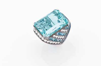 REPOSSI. Importante bague aigue-marine modèle Gun