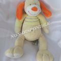 Doudou Peluche Chien Jaune Beige Oreilles Orange Mots D'Enfants