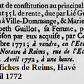 Mercredi 04 Septembre 1771 Achat d’une maison par Lié GUILLAUME et Marie Marguerite Elisabeth GAILLOT