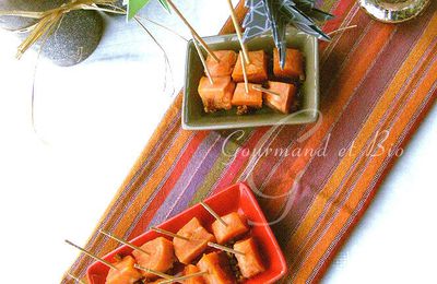 Cubes de saumon sauce soja, miel et gingembre