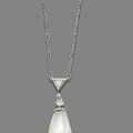 A natural pearl and diamond pendant necklace