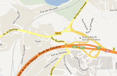 Bidart - Pardo - RN10 - sortie autoroute de Biarritz - trivision éclairé