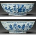 A large blue and white ‘Immortals’ bowl, Shunzhi period, circa 1650