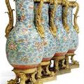 A set of four Empire ormolu-mounted Chinese porcelain baluster vases, the porcelain Jiaqing period (1796-1821)