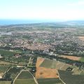 Sérignan vu d'avion "montage avant-après"