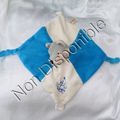 Doudou Peluche Plat Chien Husky Blanc Bleu 3 Noeuds Roda Rodadou