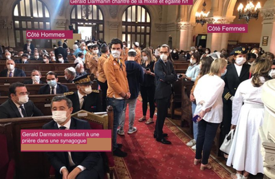 Quand Gérald Darmanin pratique la non-mixité hommes-femmes et le "séparatisme" dans une synagogue 