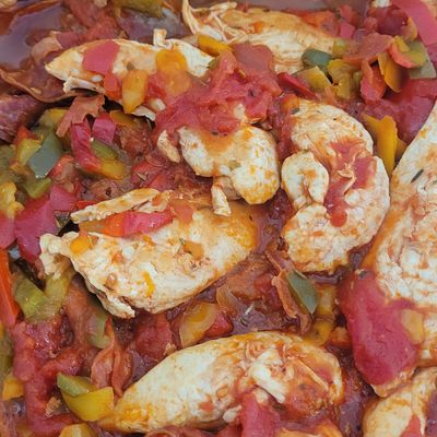 Poulet au chorizo et poivrons