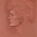 Sir Edward Coley Burne-Jones, Bt., A.R.A., R.W.S. (1833-1898) Portrait head of Kate Dolan, in profile to right