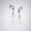 A pair of natural pearl and diamond earclips, by Sterlé,