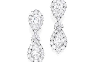 Pair of Diamond Pendant-Earclips, Van Cleef & Arpels