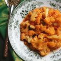 Gobi Jalfrezi : Chou-fleur vinaigré et à la tomate à l'indienne