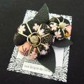 ♥ LEINA ♥ Broche fleurs potirons feuillue tissu japonais - Les Yoyos de Calie