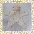 Doudou Peluche Plat Ours Blanc et Beige Motif Mouton Pasito à Pasito 28 cm