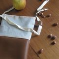 Un petit sac d'automne, modèle moi même, tissu Artiga, simili cuir Chouette Kit, doublure tissu japonais.