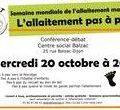 Conférence l'allaitement pas à pas le 20 oct à 20h au centre social Balzac