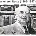 Jean Walter(1883-1957)archit. fran. entre 2 de ses collaborateurs, dans ses bureaux de l'hôtel de Châlons-Luxembourg-Paris 1948