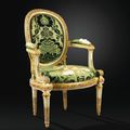 Beau fauteuil à châssis en bois laqué crème rechampi or d'époque Louis XV, vers 1768, attribué à Louis Delanois - Sotheby's