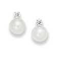 A pair of natural pearl and diamond earrings