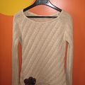 Pull Cache-cache beige en maille Taille 2