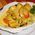 Cassolettes de ravioles aux fruits de mer
