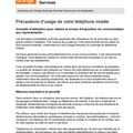 Précautions d'usage de votre téléphone mobile