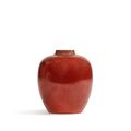 A coral monochrome ginger jar, Qing dynasty, 18-19th century 