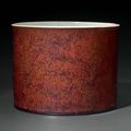 An iron-rust-glazed cylindrical brush pot, China, Qing dynasty, 18th century
