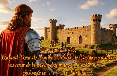 24 Juin 1175, Richard Cœur de Lion fait le Siège de Castillon-sur-Agen au cœur de la révolte des princes (1173-1174, prolongée en 1175 en Aquitaine).