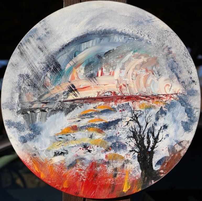coucher de soleil- acryl 2016- dia 40cm- (n°65 ND)