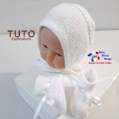 Patron à tricoter - Béguin tricot bébé - cadeau de naissance - PDF