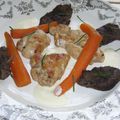 Ris de veau poêlé aux carottes et champignons et sa sauce au riesling