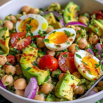 Salade Avocat Œuf Pois Chiches : La Fraîcheur Protéinée en Bol 🥑🥚