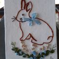 Artist Trading Card brodée: un lapin