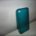 Coque iphone 4 ou 4S bleu turquoise en silicone