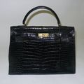 HERMES Paris Sac "Kelly" 35cm en crocodile noir 