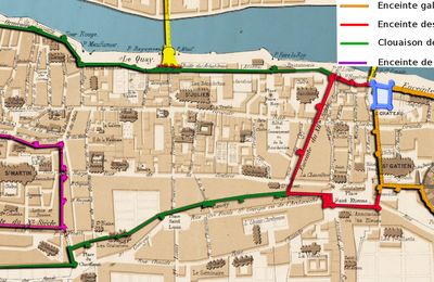 Plan de la ville de Tours aux diverses époques de son histoire par Eugène Giraudet – 1356 Clouaison de Jean le Bon